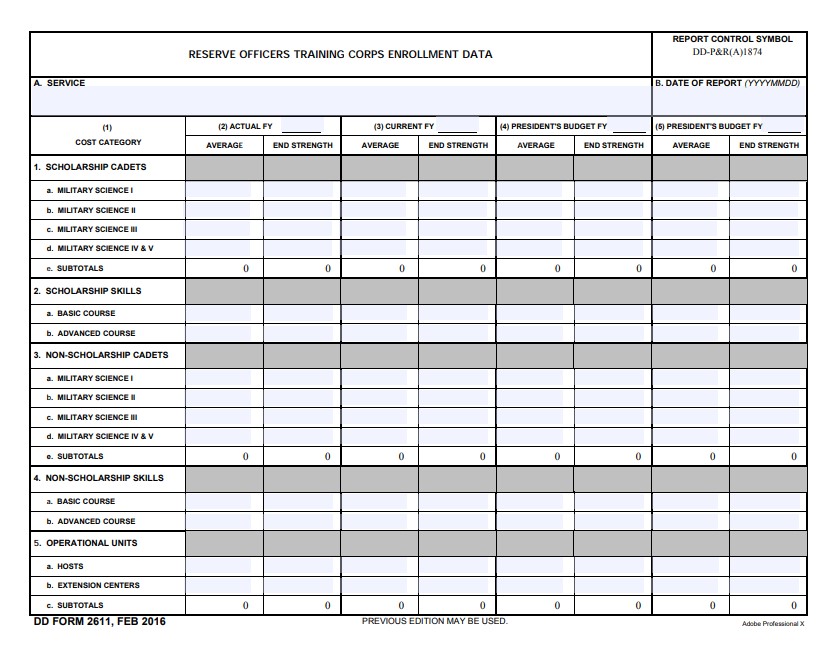 DD Form 2611 form preview