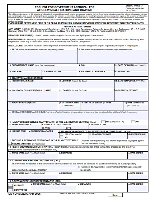 DD Form 2627 form preview