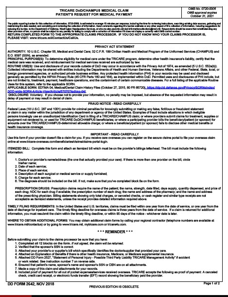 DD Form 2642 form preview
