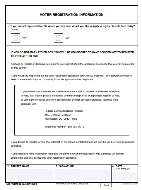 DD Form 2645 form preview