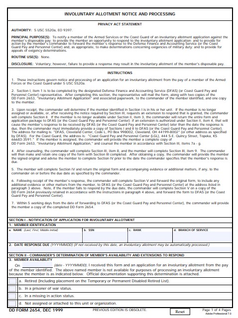 DD Form 2654 form preview