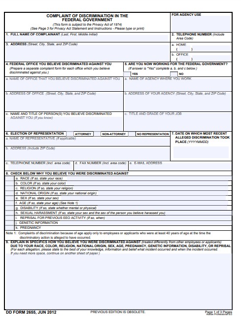DD Form 2655 form preview