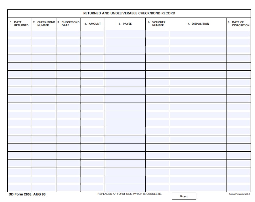 DD Form 2658 form preview