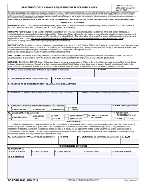 DD Form 2660 form preview