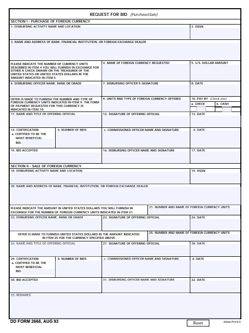 DD Form 2668 form preview
