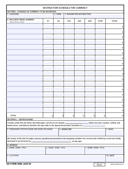 DD Form 2669 form preview