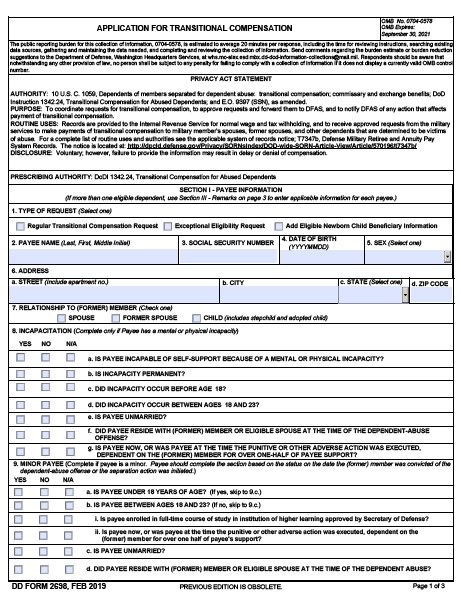 DD Form 2698 form preview