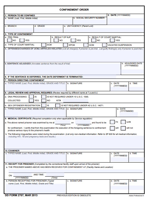 DD Form 2707 form preview