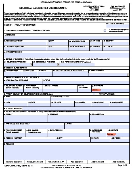 DD Form 2737 form preview