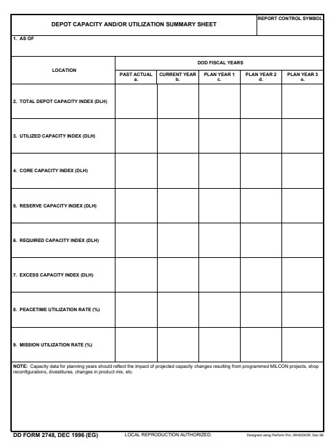 DD Form 2748 form preview