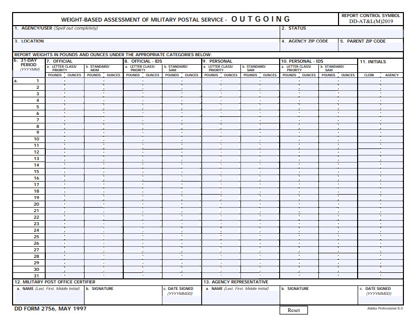 DD Form 2756 form preview