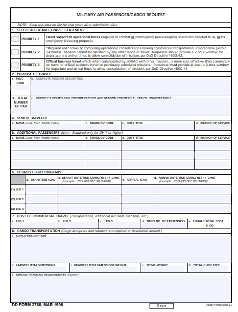DD Form 2768 form preview