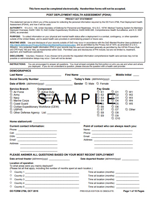DD Form 2796 form preview