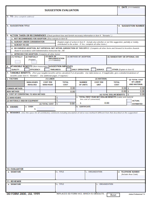 DD Form 2800 form preview