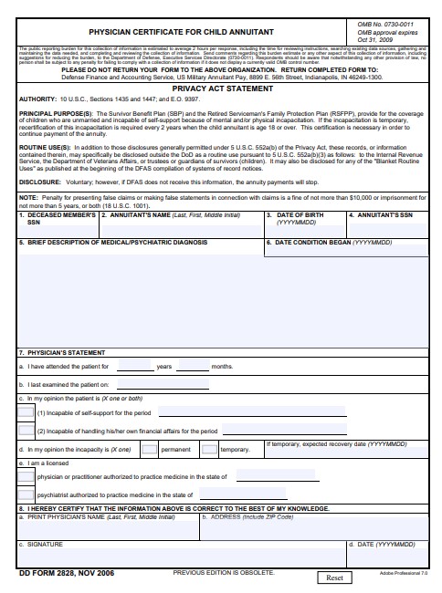 DD Form 2828 form preview