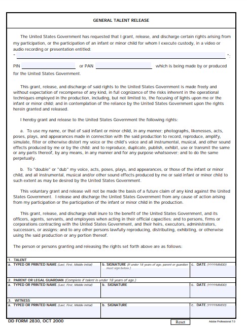 DD Form 2830 form preview