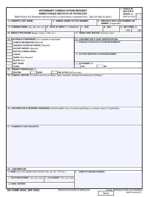 DD Form 2834 form preview