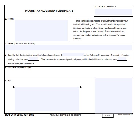 DD Form 2867 form preview