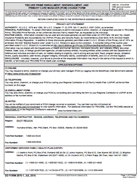 DD Form 2876-1 form preview