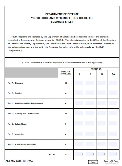 DD Form 2878 form preview
