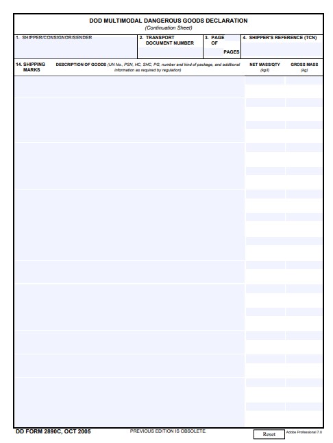 DD Form 2890C form preview