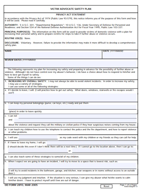 DD Form 2893 form preview