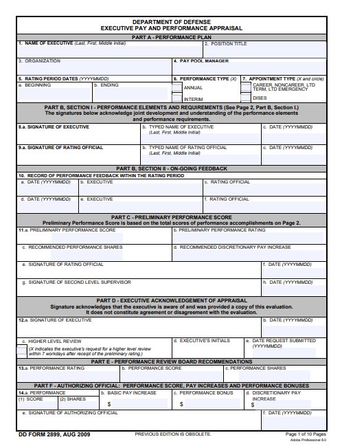 DD Form 2899 form preview