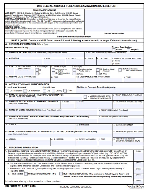 DD Form 2911 form preview