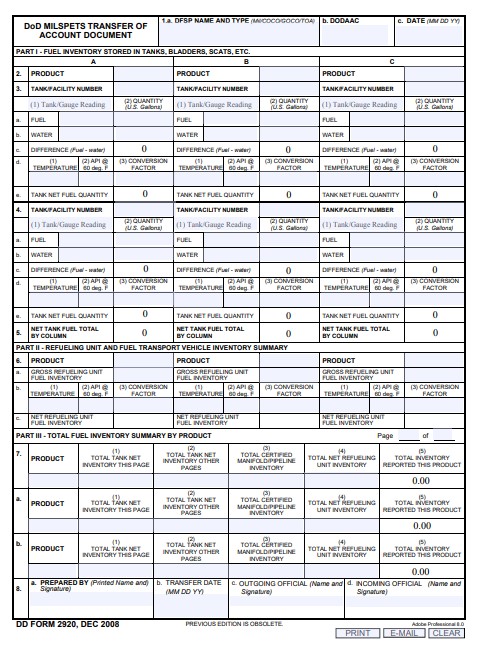 DD Form 2920 form preview