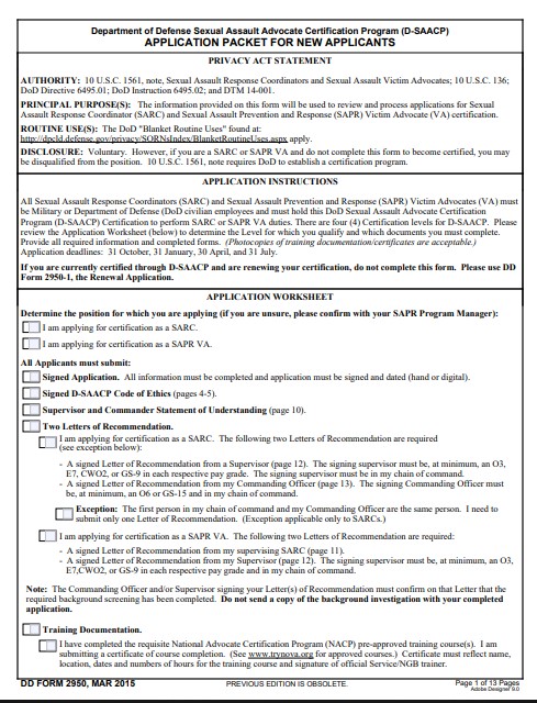 DD Form 2950 form preview