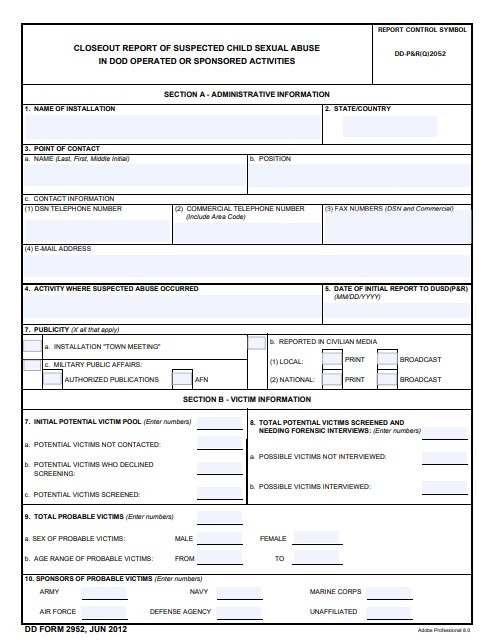 DD Form 2952 form preview