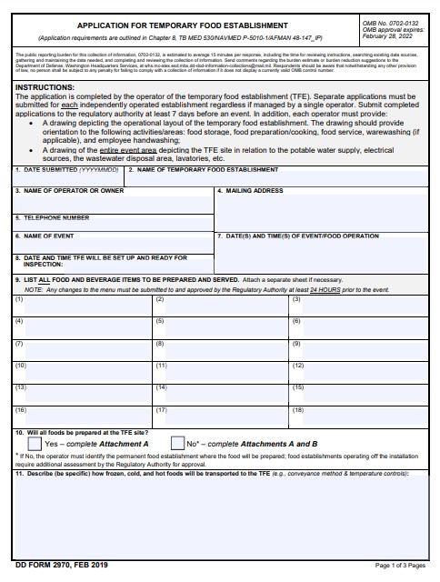 DD Form 2970 form preview