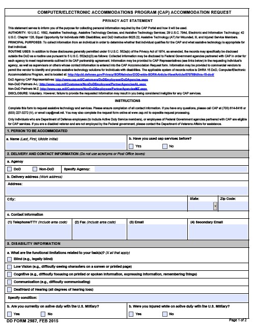 DD Form 2987 form preview