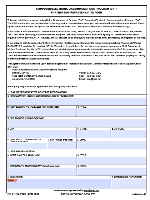 DD Form 2988 form preview