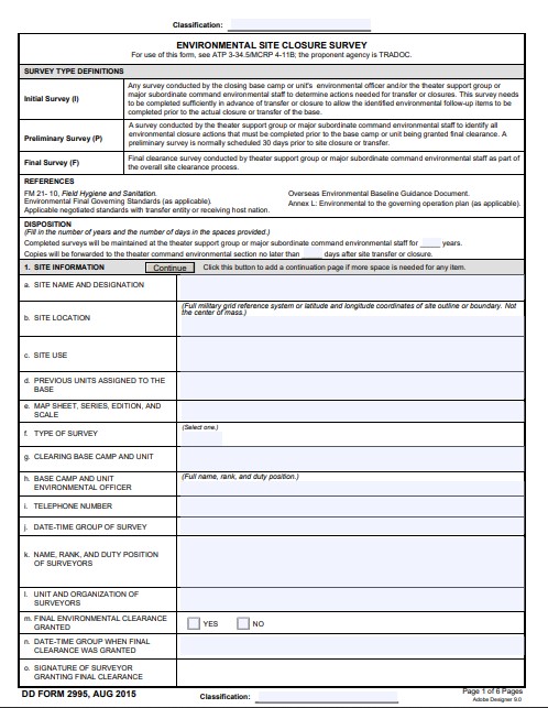 DD Form 2995 form preview