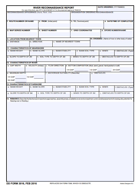 DD Form 3016 form preview