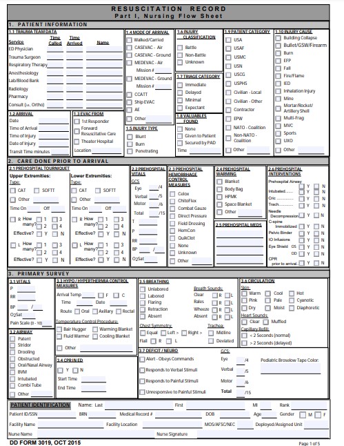 DD Form 3019 form preview