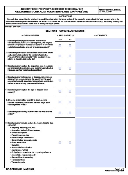 DD Form 3041 form preview