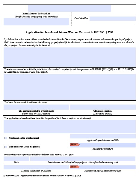 DD Form 3057 form preview