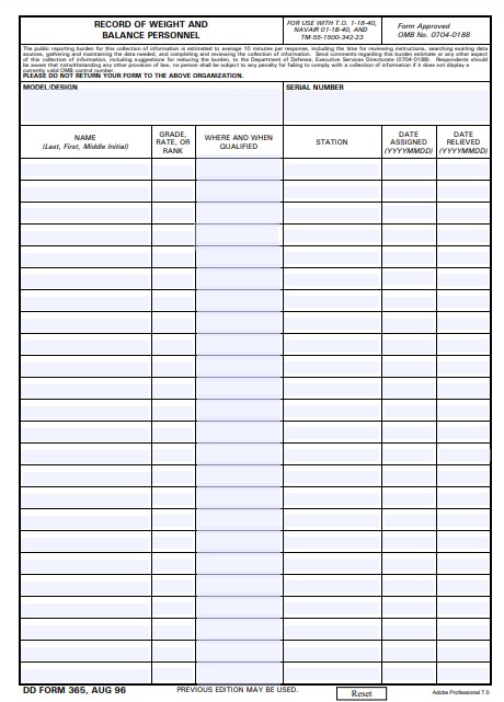 DD Form 365 form preview