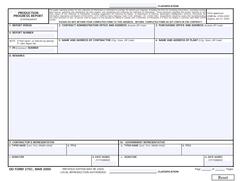 DD Form 375C form preview