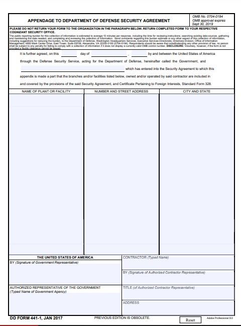 DD Form 441-1 form preview