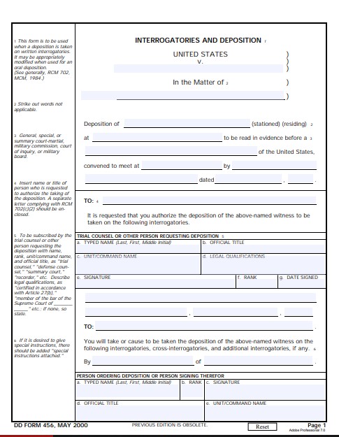DD Form 456 form preview