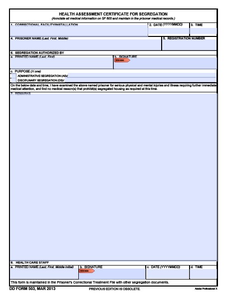 DD Form 503 form preview