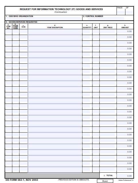 DD Form 562-1 form preview