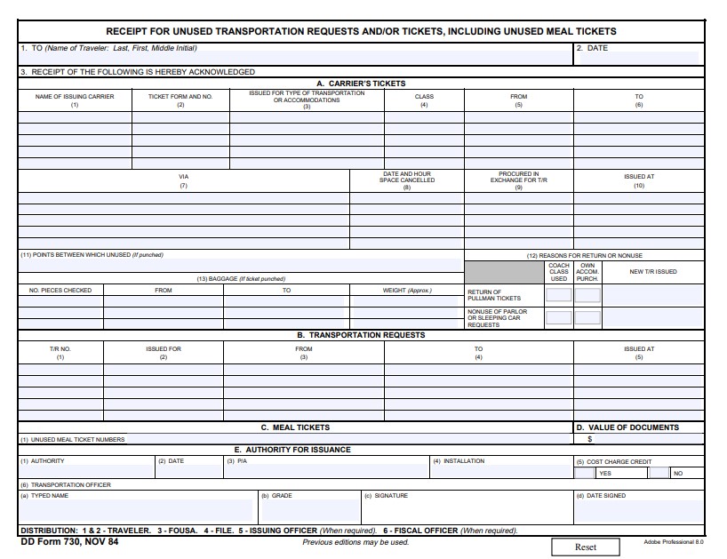 DD Form 730 form preview