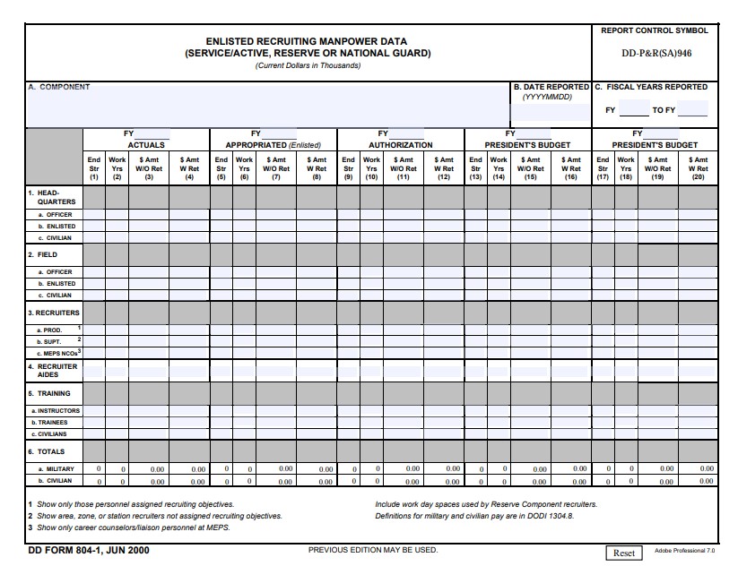 DD Form 804-1 form preview