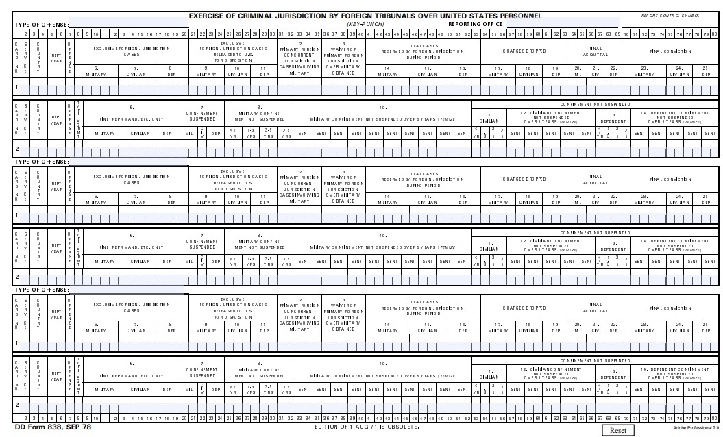 DD Form 838 form preview